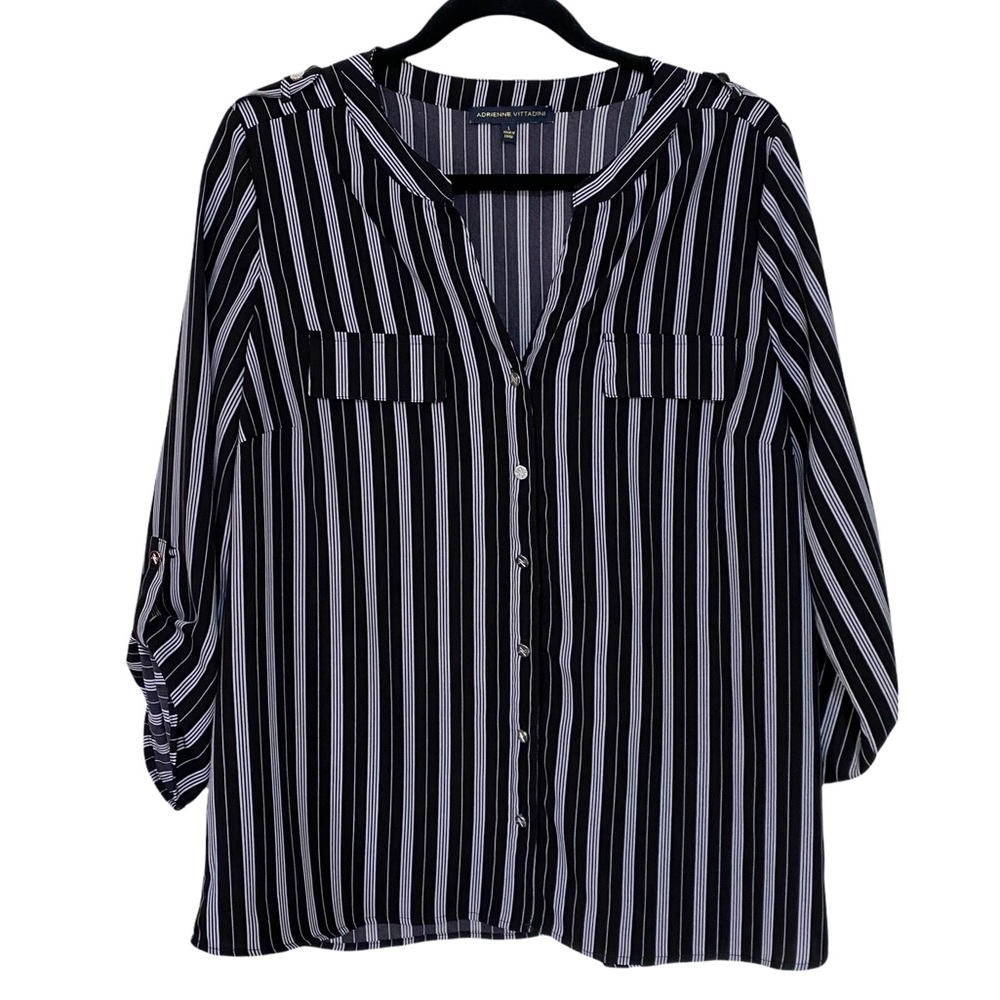 Adrienne Vittadini Black w/White Striped Top